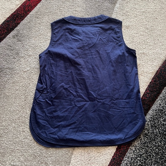 Faconnable Navy Blue Sleeveless Neck Tie Top - Picture 3 of 3